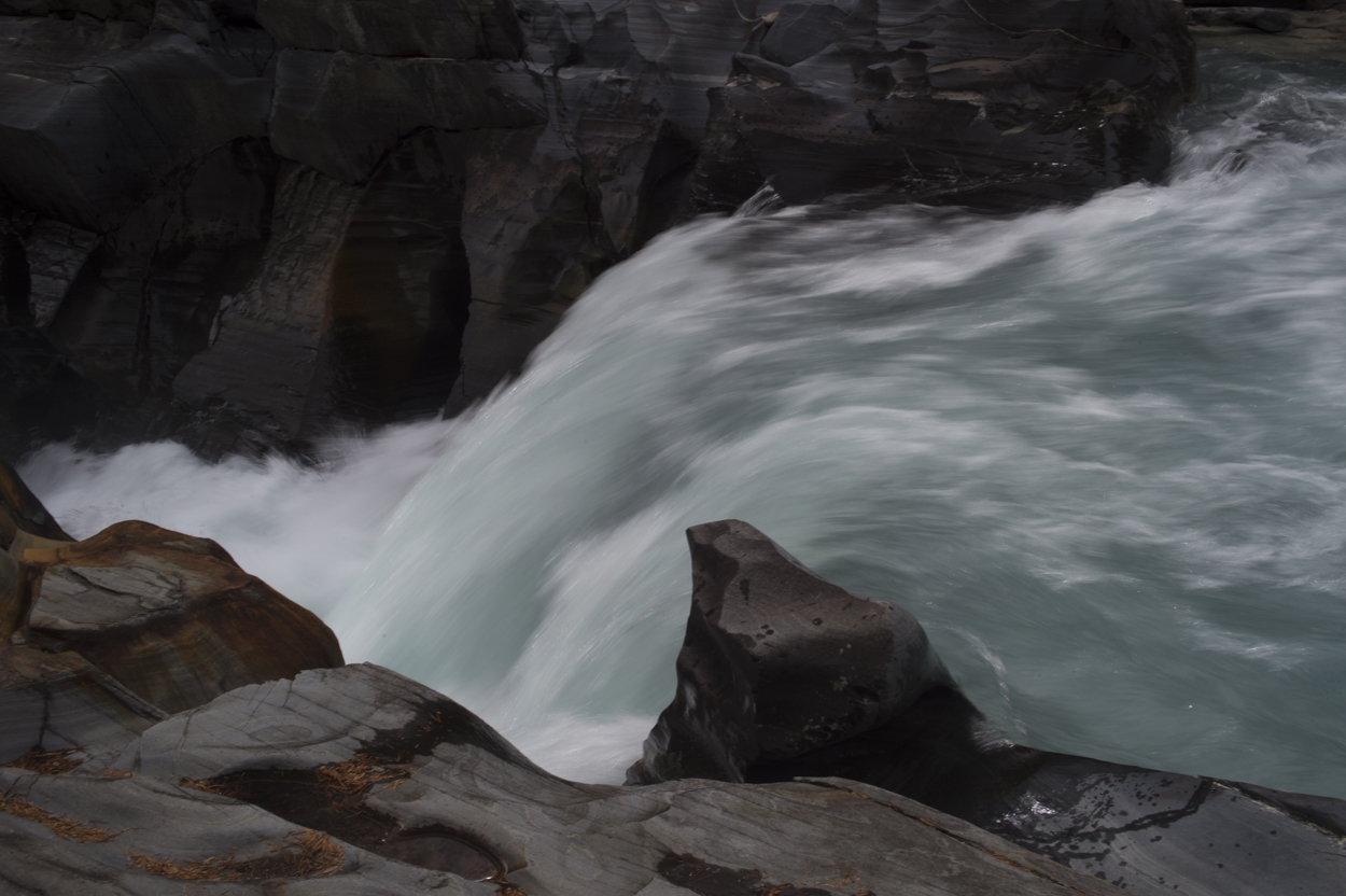 Slow shutter speed. Photo of cascade. Canadian Rockies.
