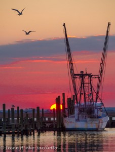 Trawler at sunset on Chincoteague