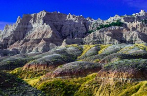 Colorful rock formations in Badlands National Park in South Dakota