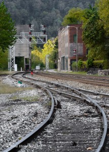 Railroad track at Thurmond photographed with wide angle lens.