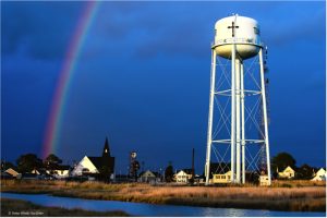 Water Tower with Rainbow
