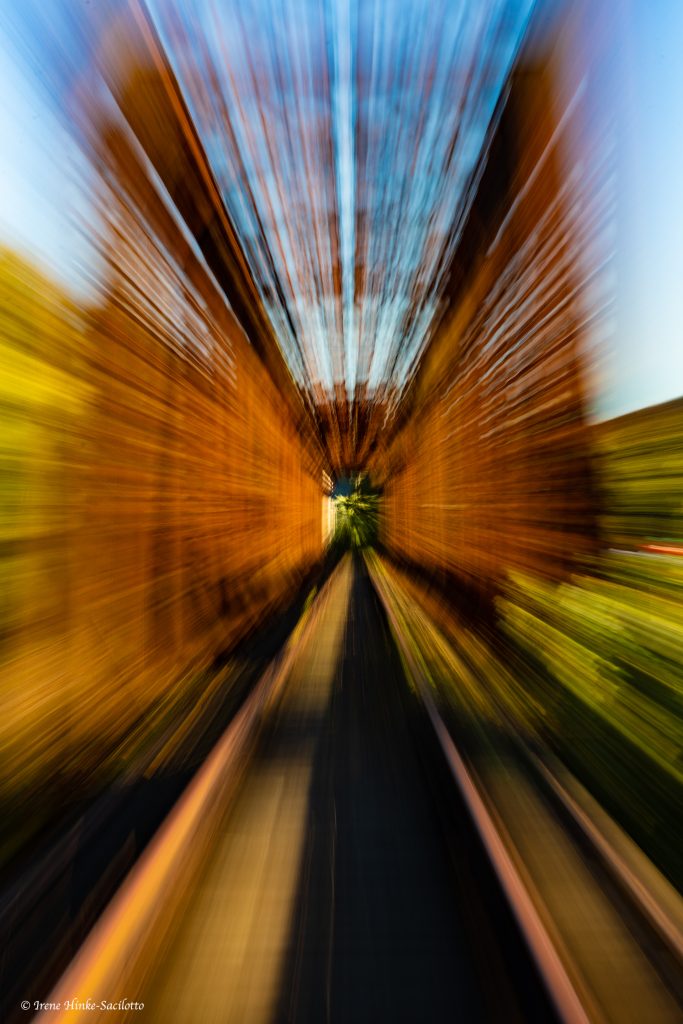 Zooming railroad bridge